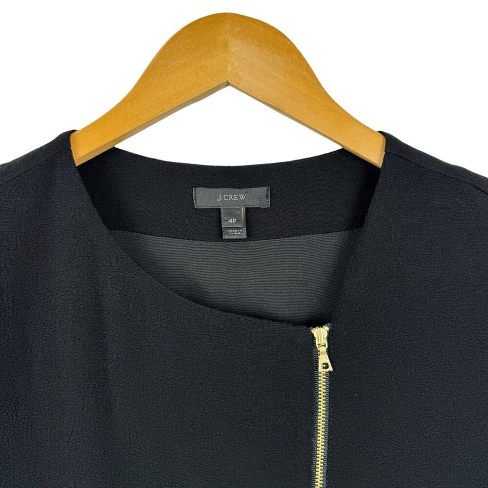J. Crew Asymmetrical Zip Jumpsuit Black Jogger Ankle Elastic Waist Sleeveless 4P - Picture 4 of 16